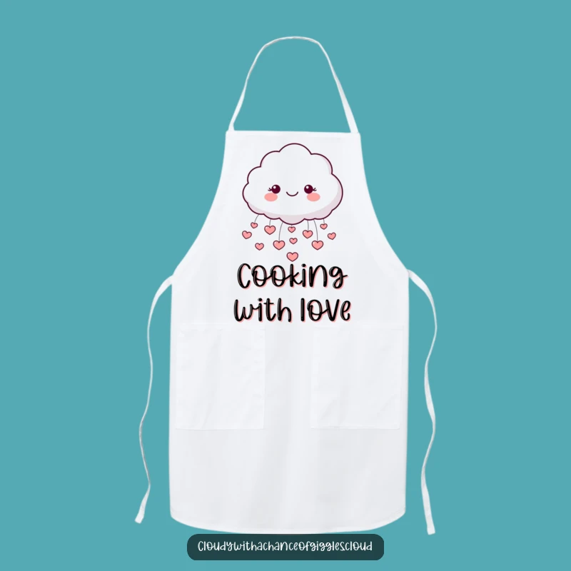 Funny Cloud Heart Rain Apron: Cheerful Kitchen Wear, Happy Face Cooking Gift!