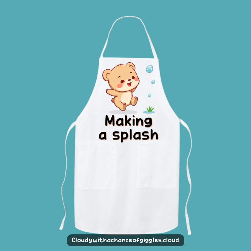 Funny Bear Cub Raindrop Apron: Kitchen Fun, Perfect Playful Funny Gift