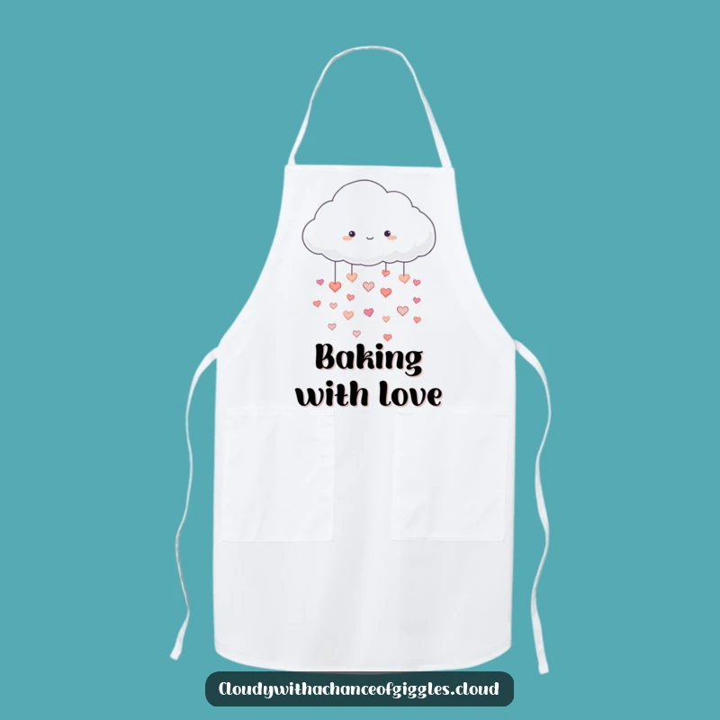 Funny Cloud Raining Hearts Apron - Bake with Love!