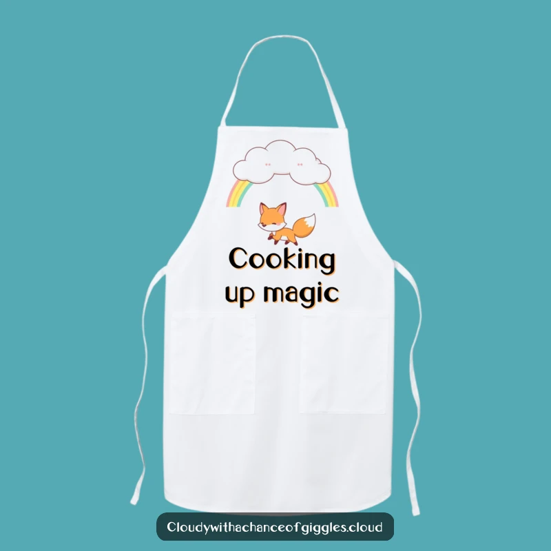 Funny Fox Rainbow Apron: Magical Kitchen Chase, Perfect Funny Gift for Cooks
