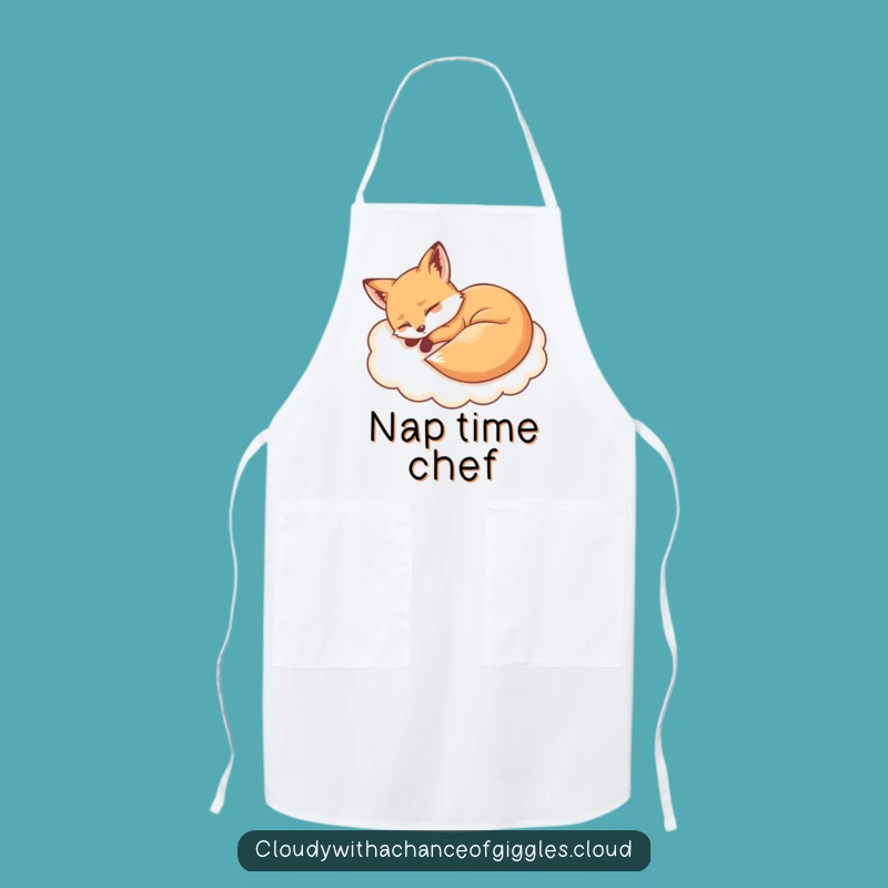 Funny Sleepy Fox Cloud Apron: Cook Up Laughs in Style