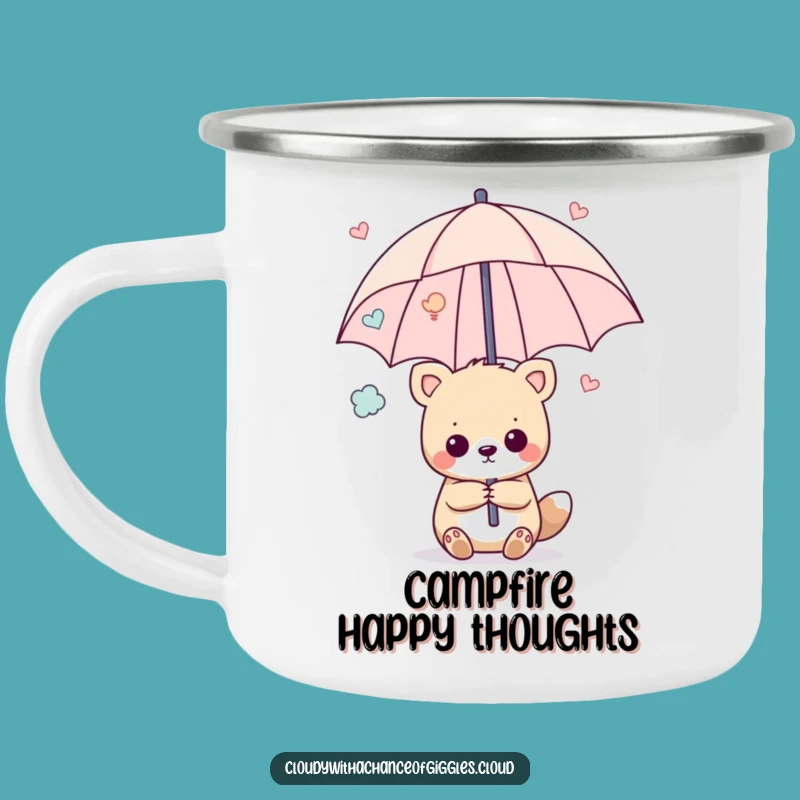 Funny Outdoor Animal Umbrella Camping Mug: Happy Thoughts Camp Humor