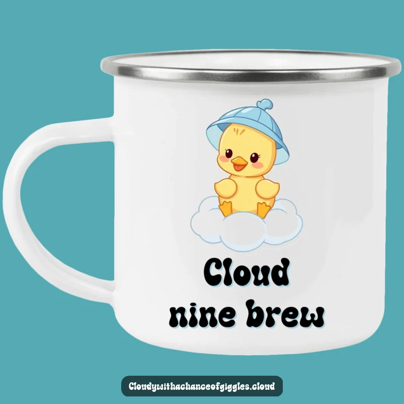 Funny Duckling Cloud Camping Mug: Adventure-Ready Cartoon Style Gift