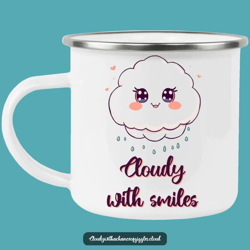 Funny Cloud Smiles Camping Mug: Durable Kawaii Adventure Mug, Ideal Funny Gift