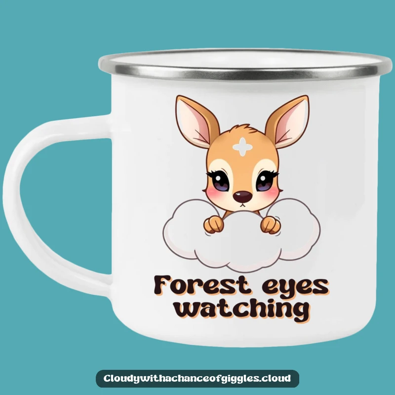 Funny Shy Deer Campfire Mug: Gentle Cloud Art, Perfect Funny Outdoor Gift
