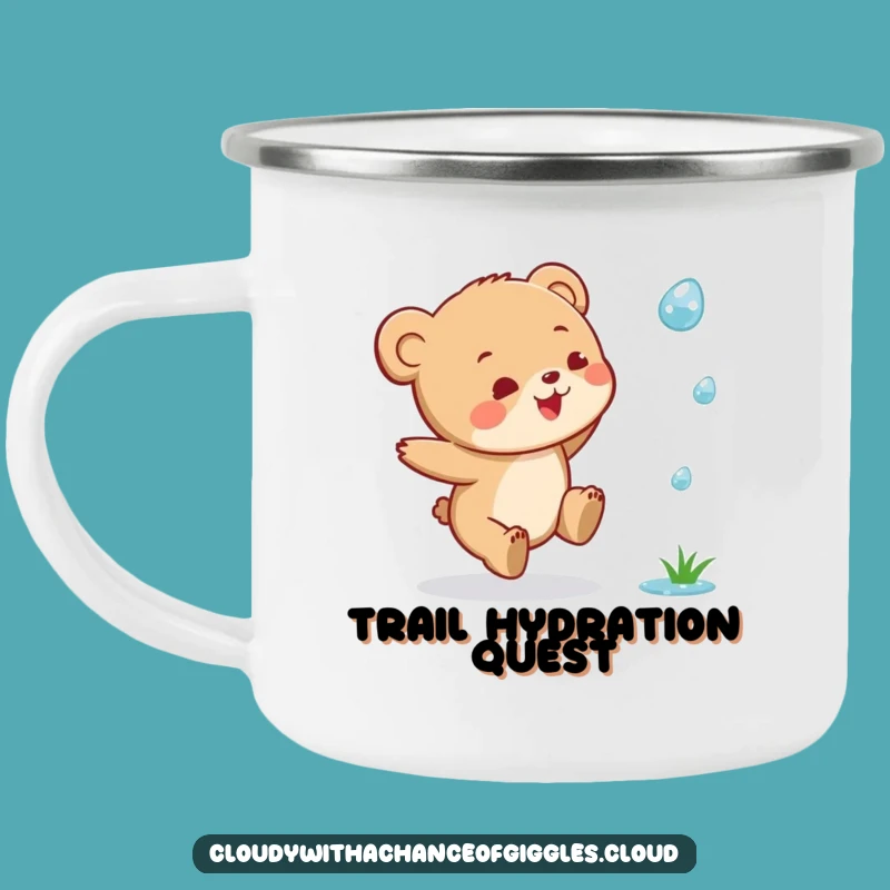 Funny Bear Cub Raindrop Camping Mug: Adventure Design, Perfect Outdoor Funny Gift