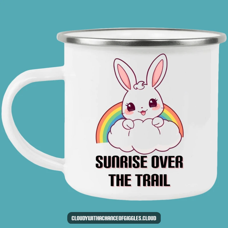 Funny Bunny Rainbow Camping Mug - Outdoor Magic, Gift