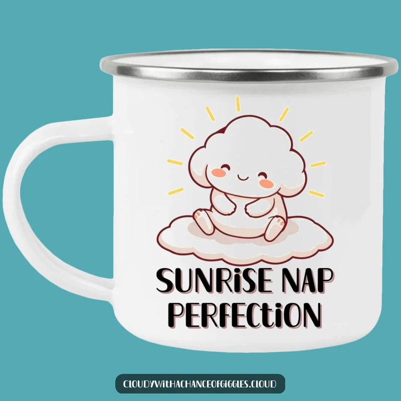 Funny Cloud Animal Camping Mug: Outdoor Sunny Stretch, Adventure Warm Drink