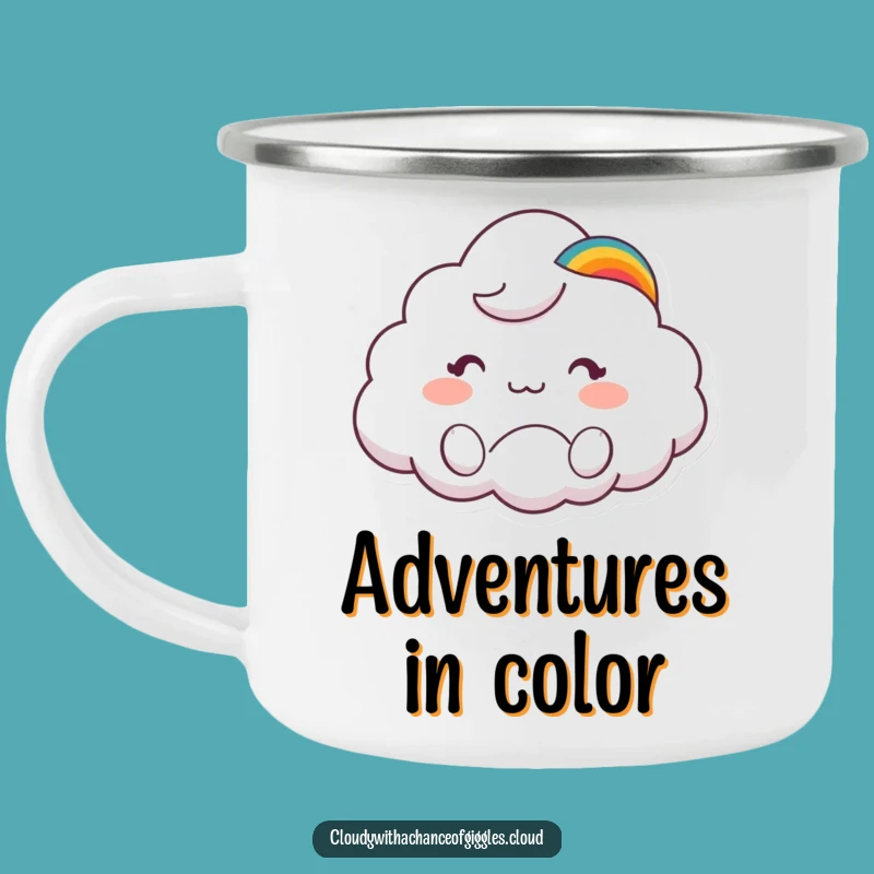 Funny Cloud Animal Camping Mug: Rainbow Hat Wave, Adventure Greeting Cup