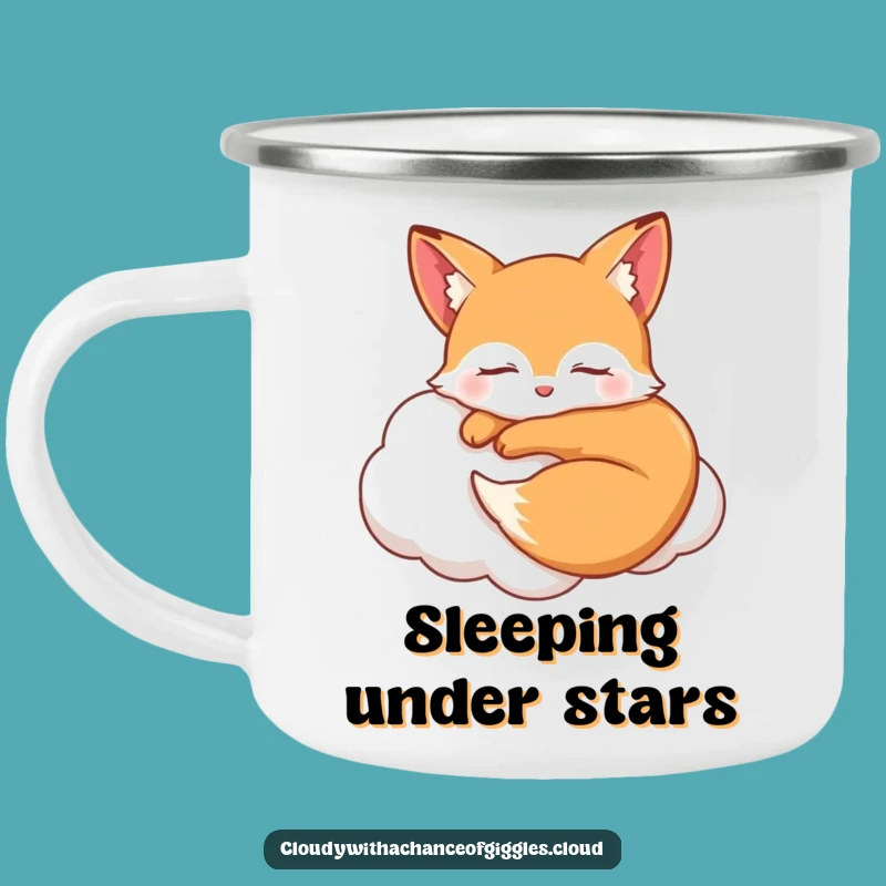 Funny Sleepy Fox Cloud Camping Mug - Hilarious Dreamy Outdoor Drinkware