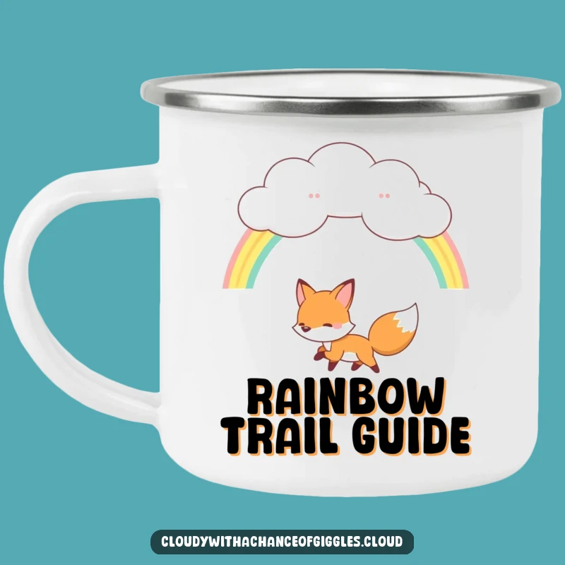 Funny Fox Rainbow Camping Mug: Adventure Cloud Cup, Perfect Funny Gift for Outdoors