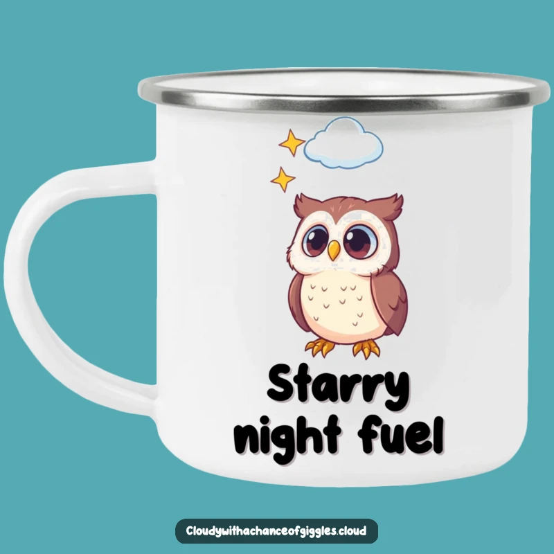Funny Owl Campfire Mug: Starry Cloud Design, Perfect Funny Outdoor Gift
