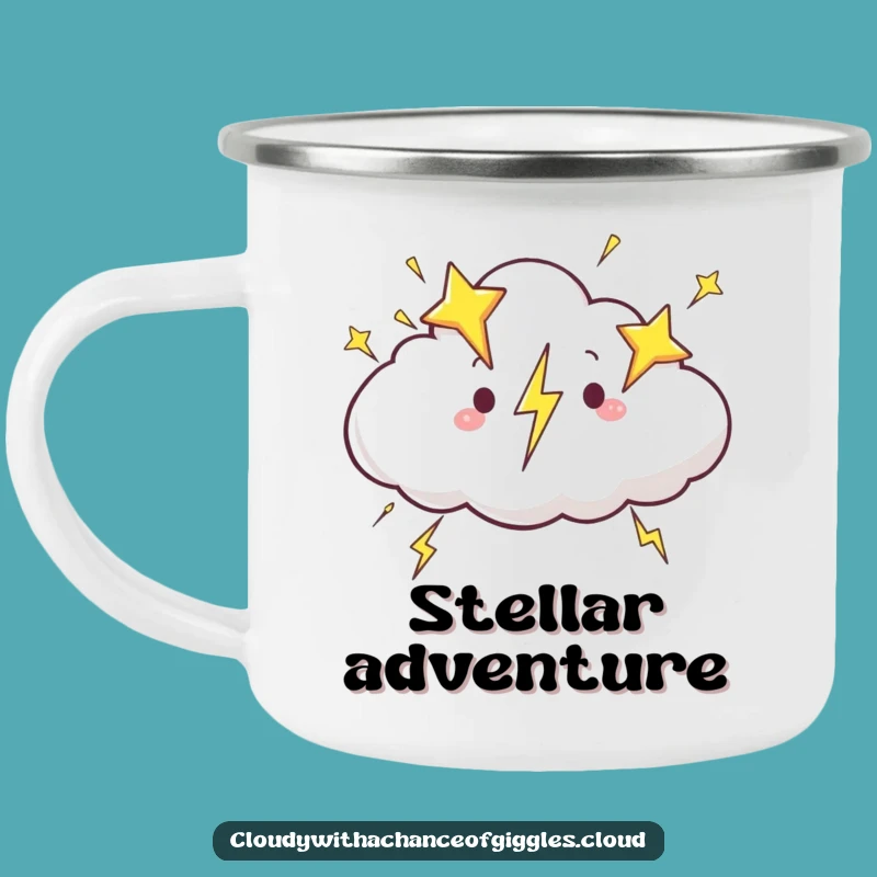 Funny Star Lightning Cloud Camping Mug: Electrify Outdoors - Hilarious Gift!