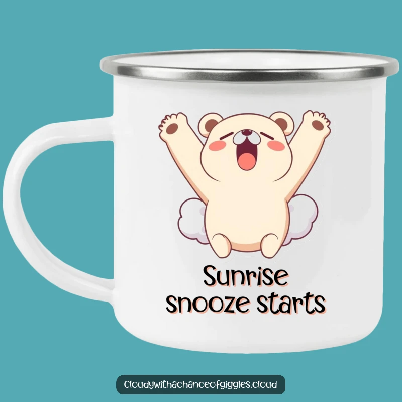 Funny Bear Cloud Yawn Camping Mug: Morning Coffee with Sleepy Charm