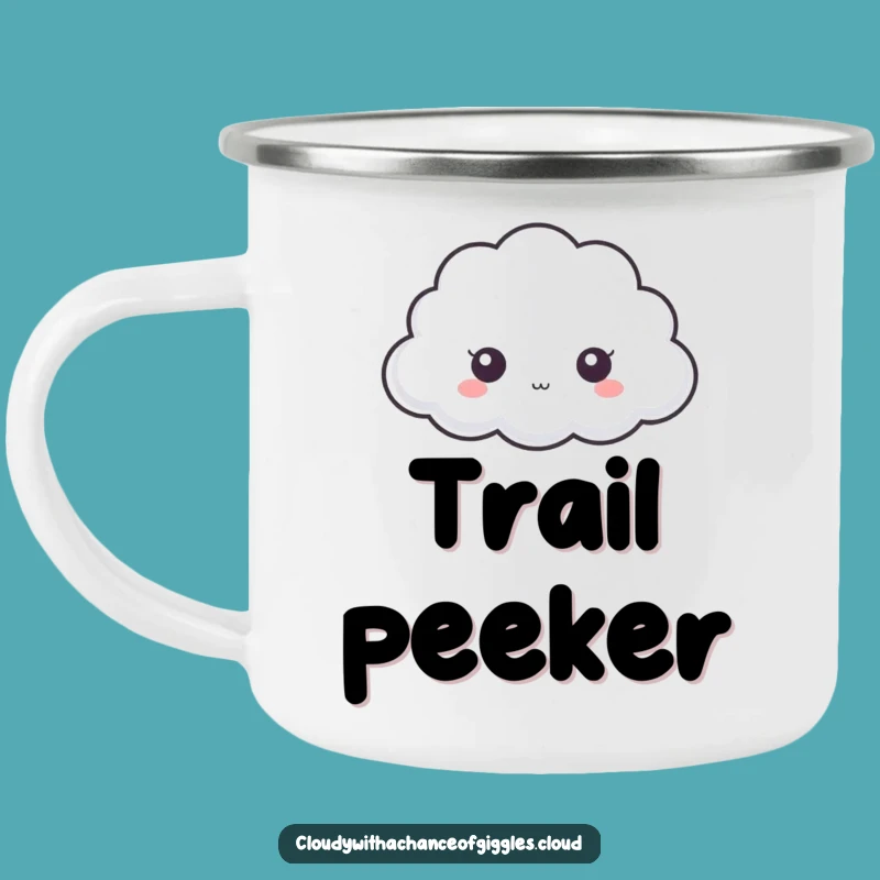 Funny Peek-a-Boo Cloud Camping Mug: Cozy Curiosity - Hilarious Outdoor Gift!