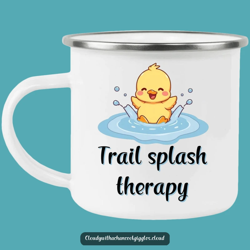 Funny Duckling Cloud Puddle Camping Mug: Cozy Outdoor Humor, Perfect Gift