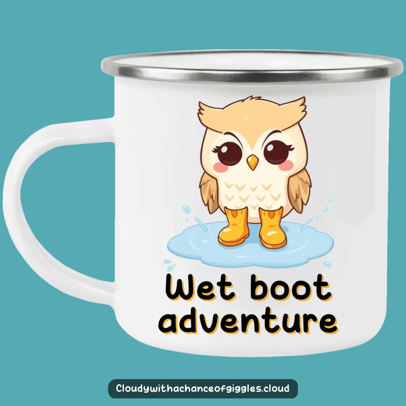 Funny Owl Cloud Puddle Camping Mug - Outdoor Whimsy Gift