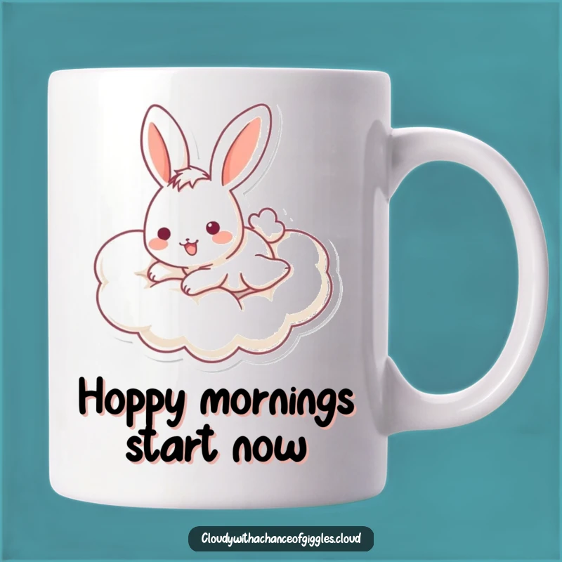 Funny Bunny Cloud Mug: Cheerful Slider, Adorable Funny Gift for Bunny Lovers