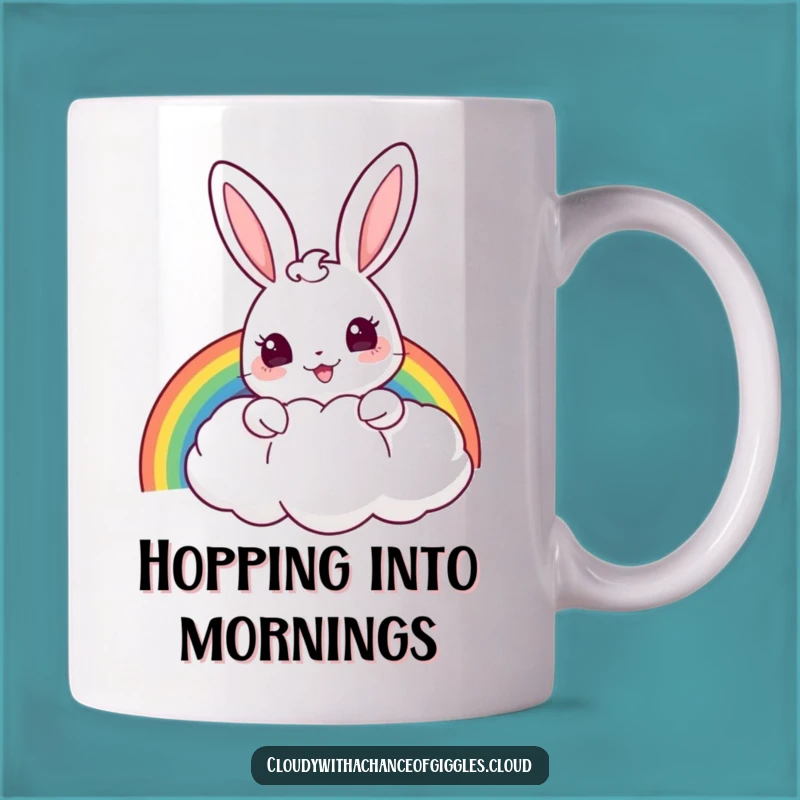 Funny Bunny Cloud Mug - Rainbow Holder Delight, Perfect Gift