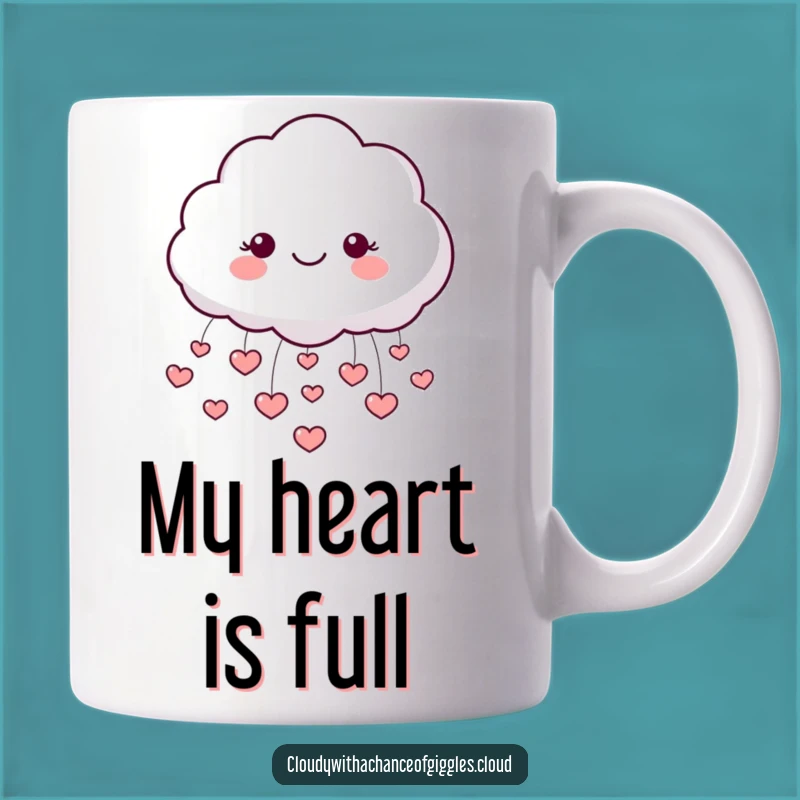 Funny Cloud Heart Rain Mug: Adorable Happy Face Design, Perfect Cute Gift!