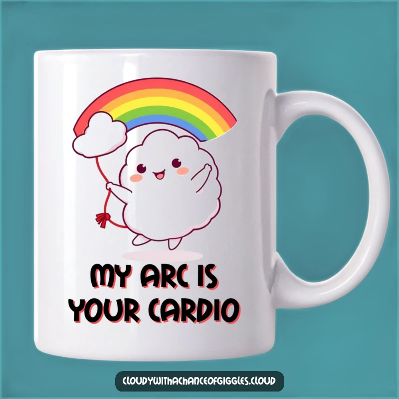 Funny Cloud Rainbow Jump Rope Mug: Adorable Character Design, Perfect Funny Gift