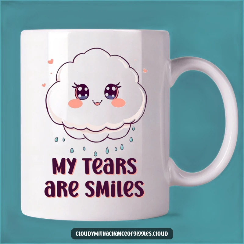 Funny Cloud Smiles Mug: Kawaii Cloud Raining Joy, Perfect Funny Gift