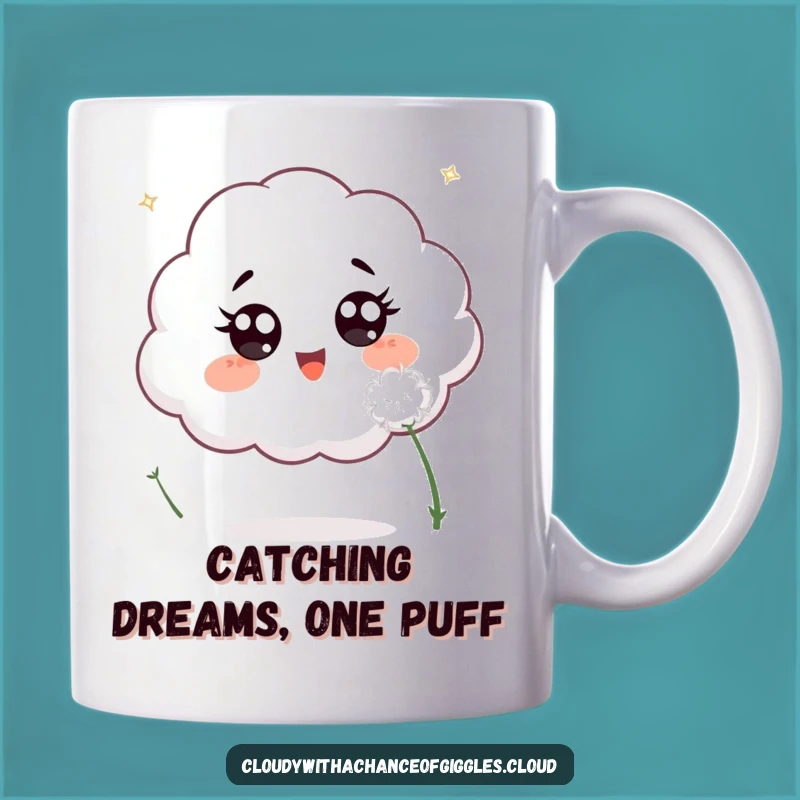 Funny Excited Cloud Dandelion Mug: A Whimsical Chase for a Perfect Gift