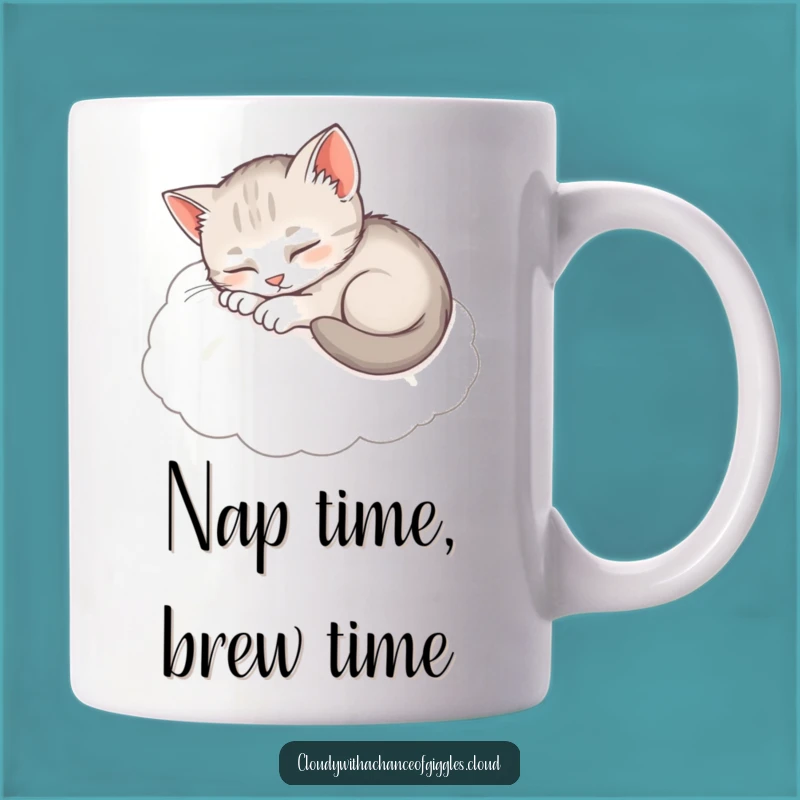 Funny Sleepy Kitten Cloud Mug: Cozy Nap Design, Perfect Relaxing Funny Gift