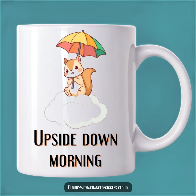 Funny Squirrel Umbrella Mug: Whimsical Upside Down Design, Quirky Gift!
