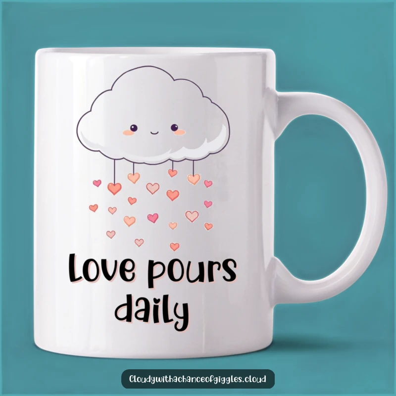 Funny Cloud Raining Hearts Mug - Spread Love & Laughter!