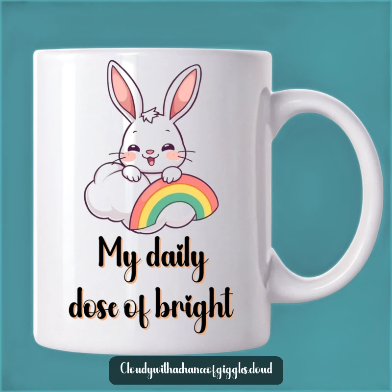 Funny Bunny Rainbow Cloud Mug: A Cheerful Gift for Bunny Lovers