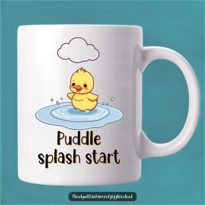 Funny Duckling Puddle Splash Mug: Joyful Gift for Rainy Day Lovers