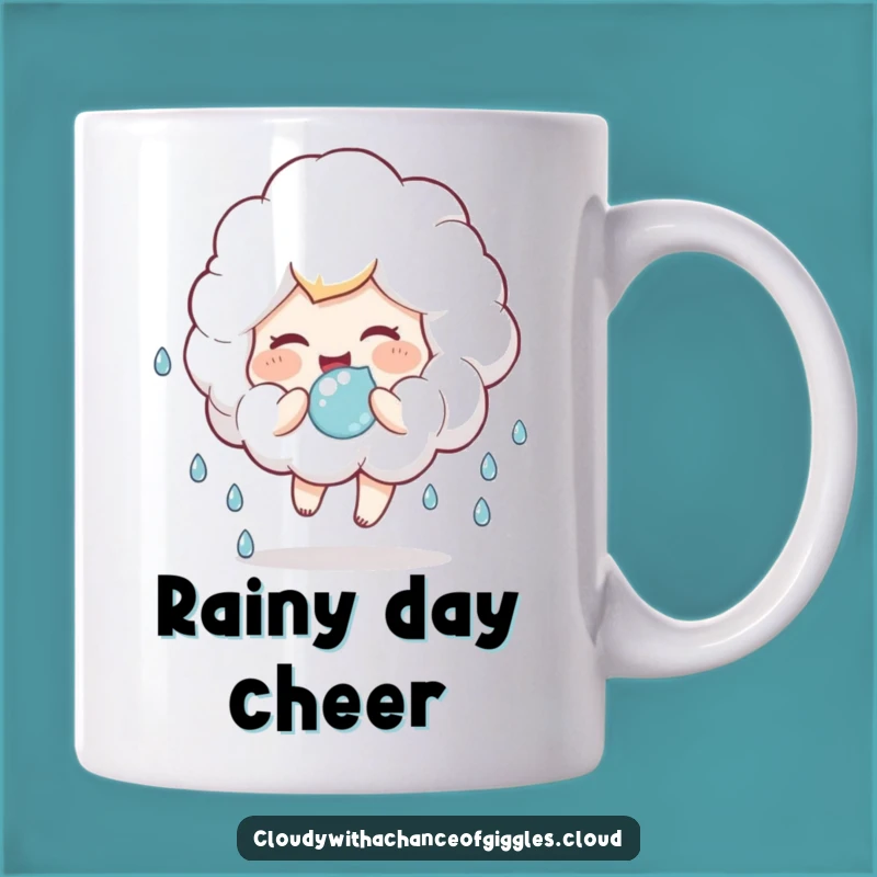 Funny Cloud Child Mug: Giggling over raindrop, a whimsical and funny gift!