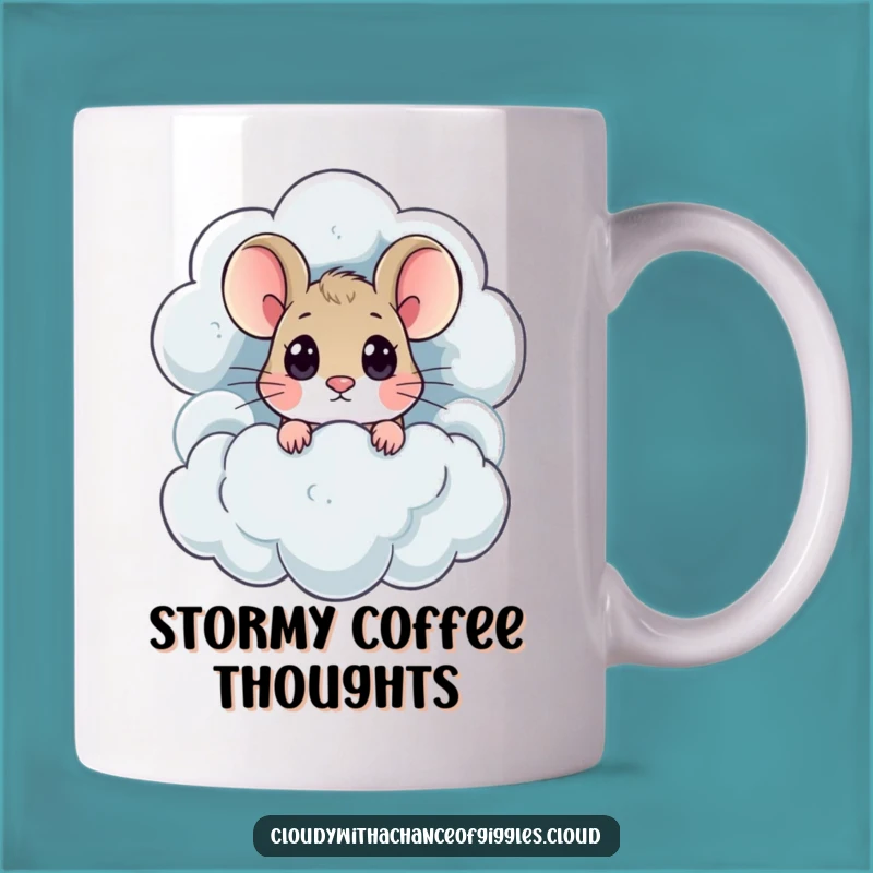 Funny Mouse Thundercloud Mug: Curious Cartoon Character Gift for Amusers