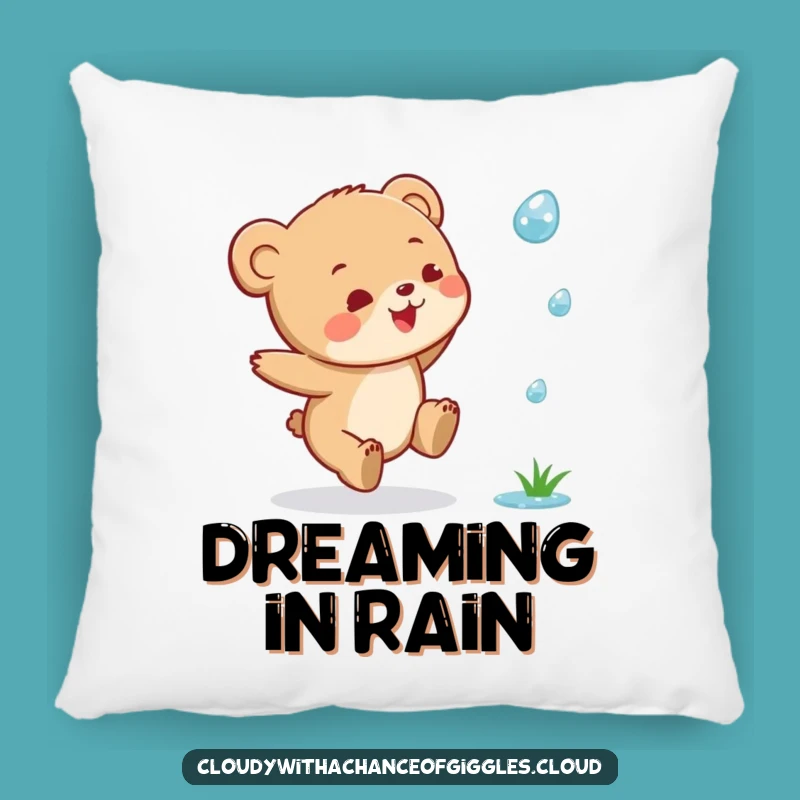 Funny Bear Cub Raindrop Pillow: Soft Comfort, Adorable Cute & Funny Gift