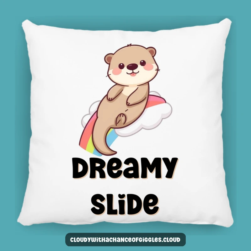 Funny Otter Rainbow Pillow: Cozy Cartoon Comfort for Playful Souls