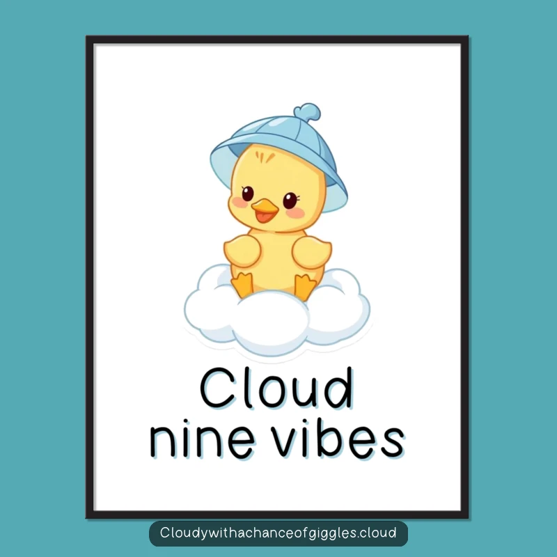 Funny Duckling Cloud Digital Art Print: Instant Cartoon Cheer for Your Walls