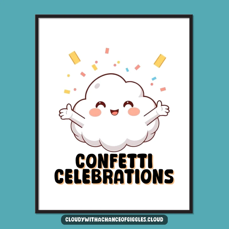 Funny Cloud Confetti Digital Art: Instantly Download Hilarious Celebration Decor