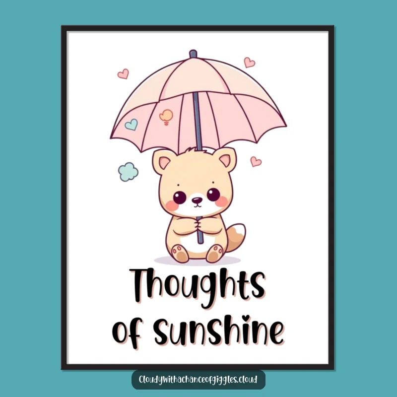 Funny Animal Happy Thoughts Umbrella Digital Art: Instant Joyful Protection