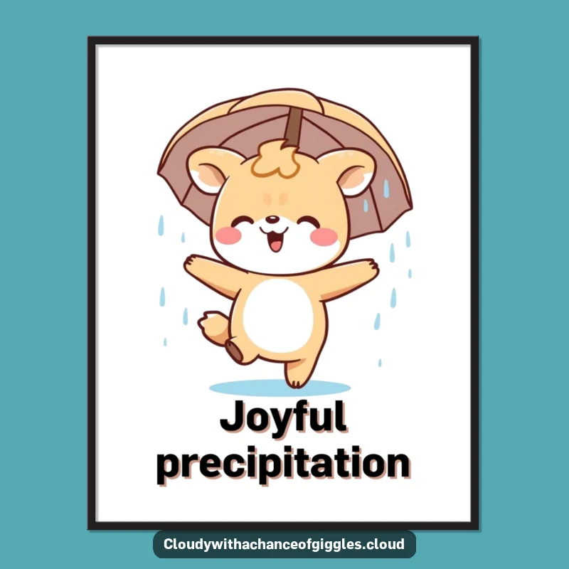 Funny Animal Rain Dance Digital Art: Printable Happy Decor, Instant Funny Gift