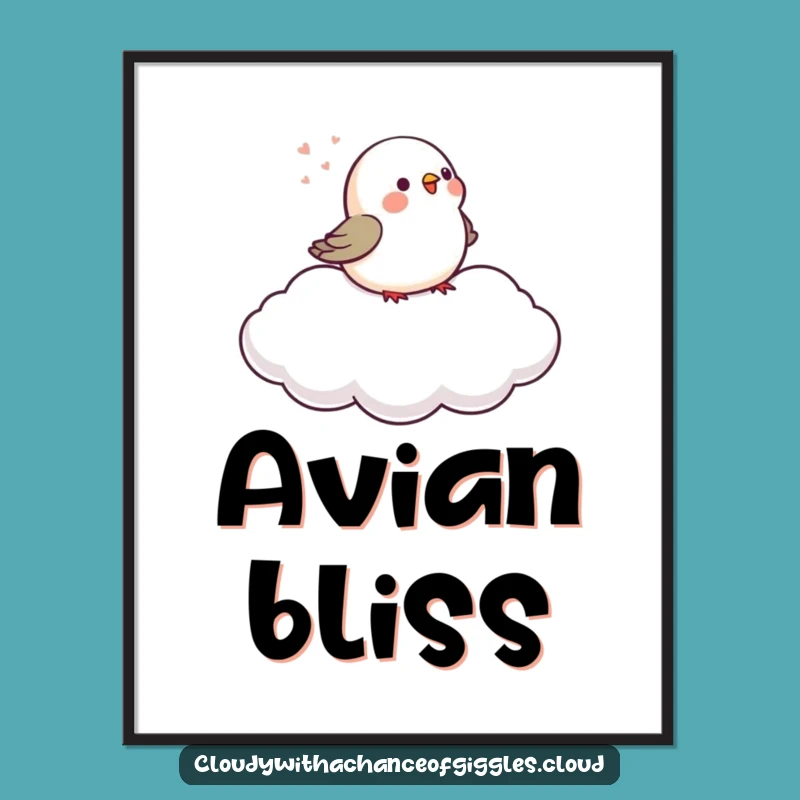 Funny Bird Cloud Digital Art Print: Instant Serene Cheer for Walls