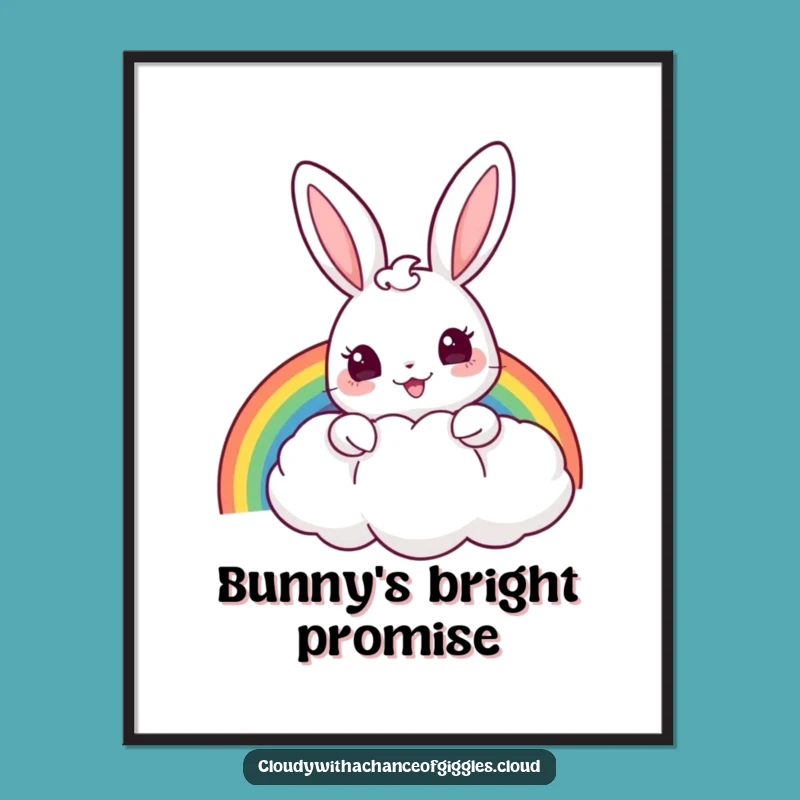 Funny Bunny Rainbow Digital Print - Printable Magic Art, Instant Gift