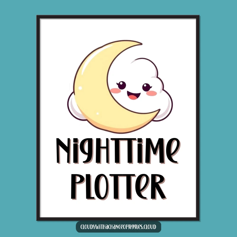 Funny Cloud Moon Digital Art: Celestial Mischief for Your Walls