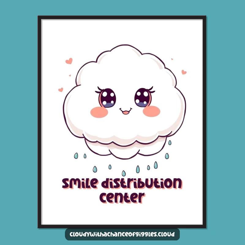 Funny Cloud Smiles Digital Art: Printable Kawaii Cloud Decor, Instant Funny Gift