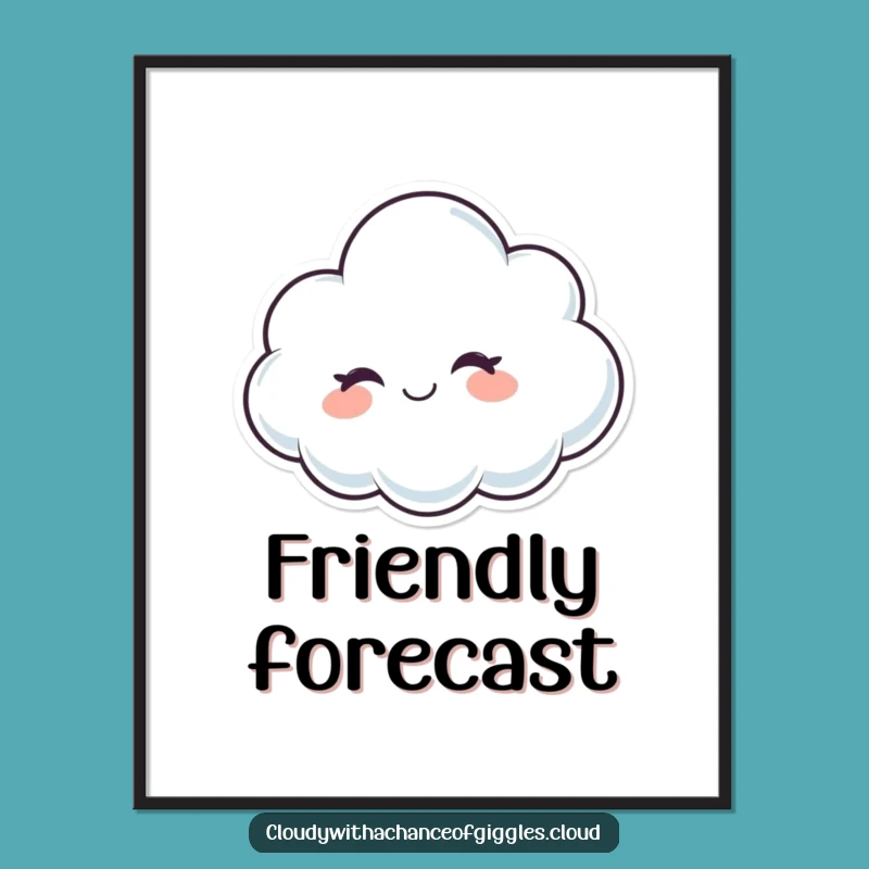 Funny Cloud Wink Digital Art - Instant Download of Whimsical Cheerful Art!