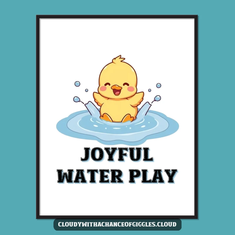 Funny Duckling Cloud Puddle Digital Art: Instant Joyful Humor, Perfect Gift