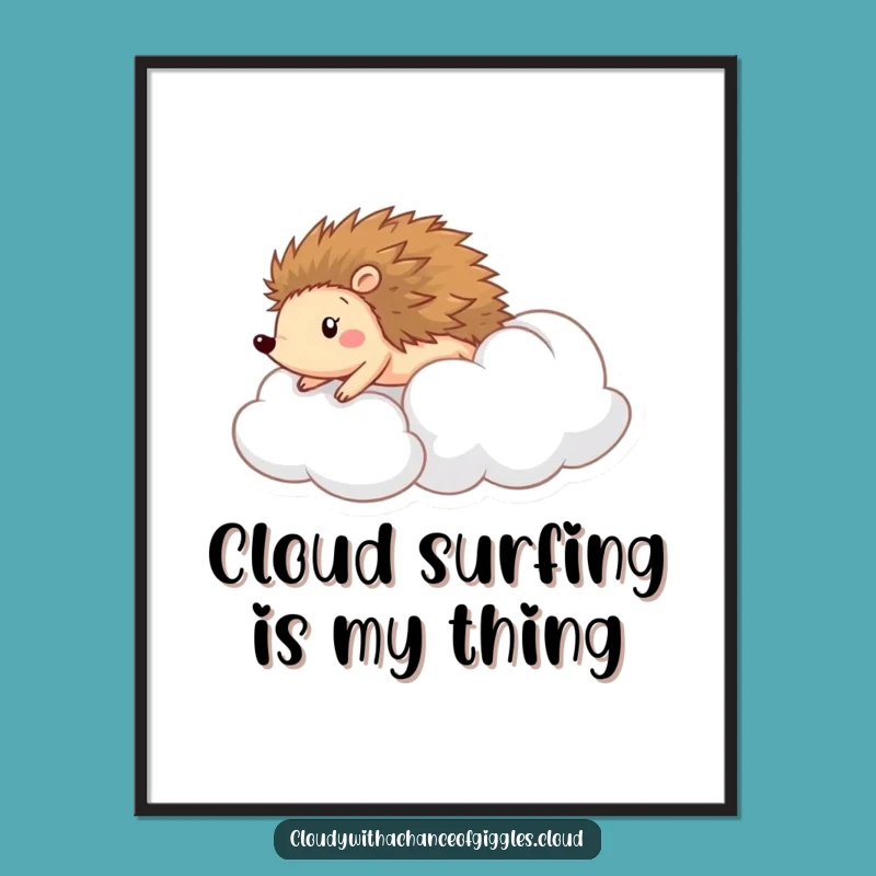 Funny Hedgehog Cloud Digital Art: Joyful Rolling Art & Gift