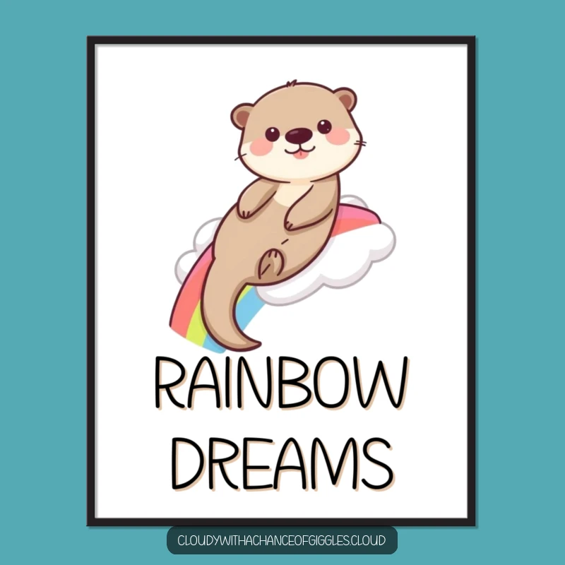 Funny Otter Rainbow Digital Art Print: Instant Joy for Your Walls