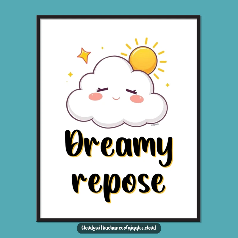 Funny Sleepy Cloud Digital Art: Instant Dreamy Peace for Your Walls