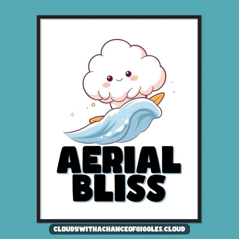 Funny Surfing Cloud Animal Digital Art - Instant Dreamy Decor!